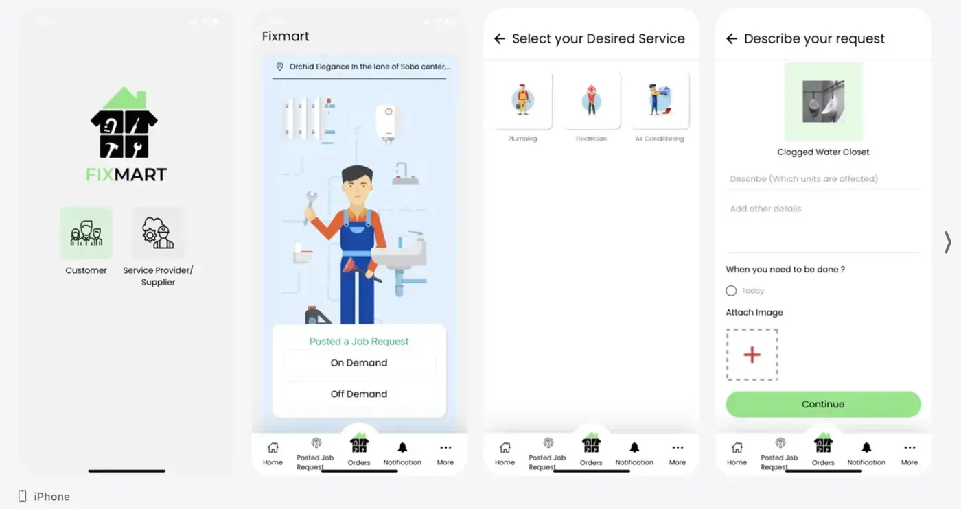 Fix Mart app screenshots: Mobile App built by QubixCode