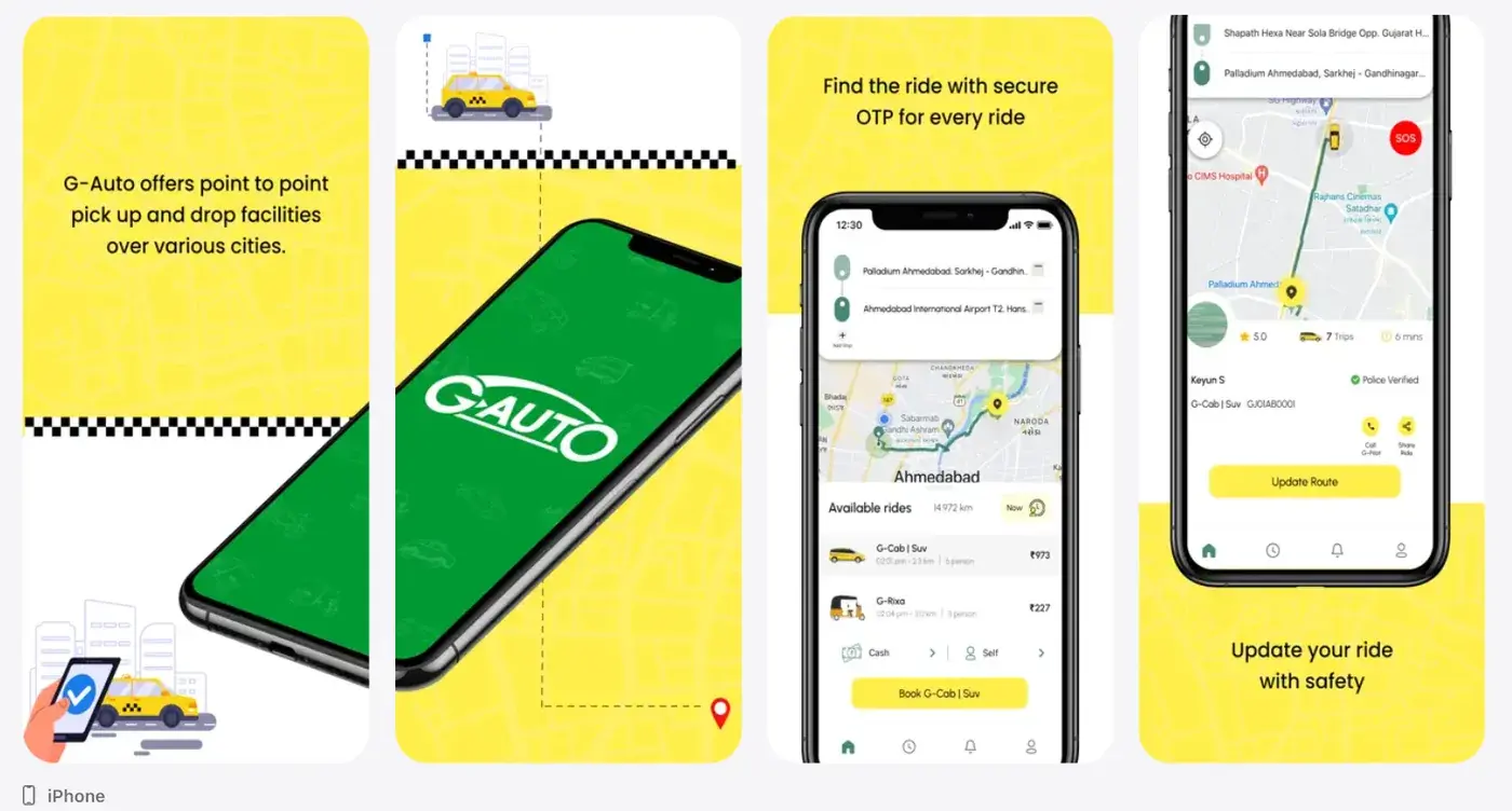 G-Auto app screenshots: Mobile App built by QubixCode