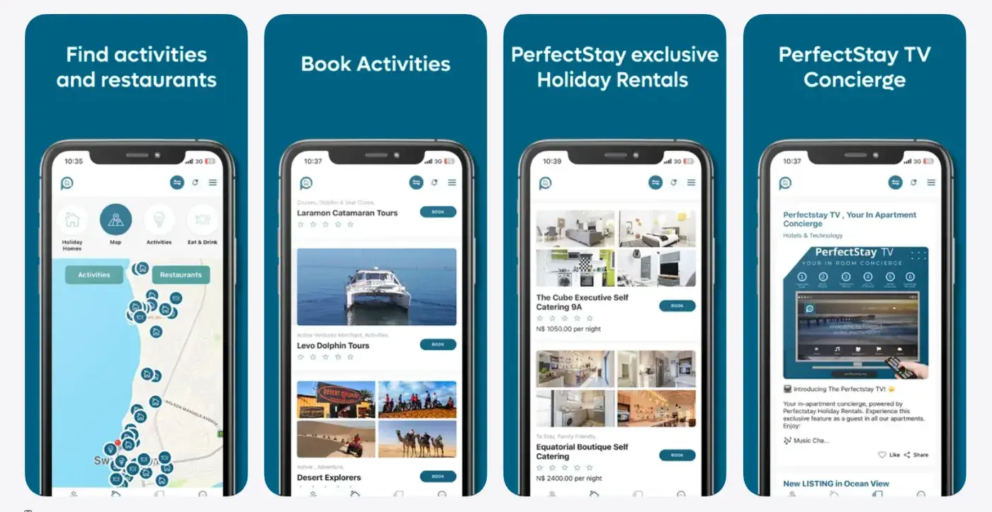 PerfectStay – Holiday Rentals app screenshots: Mobile App built by QubixCode
