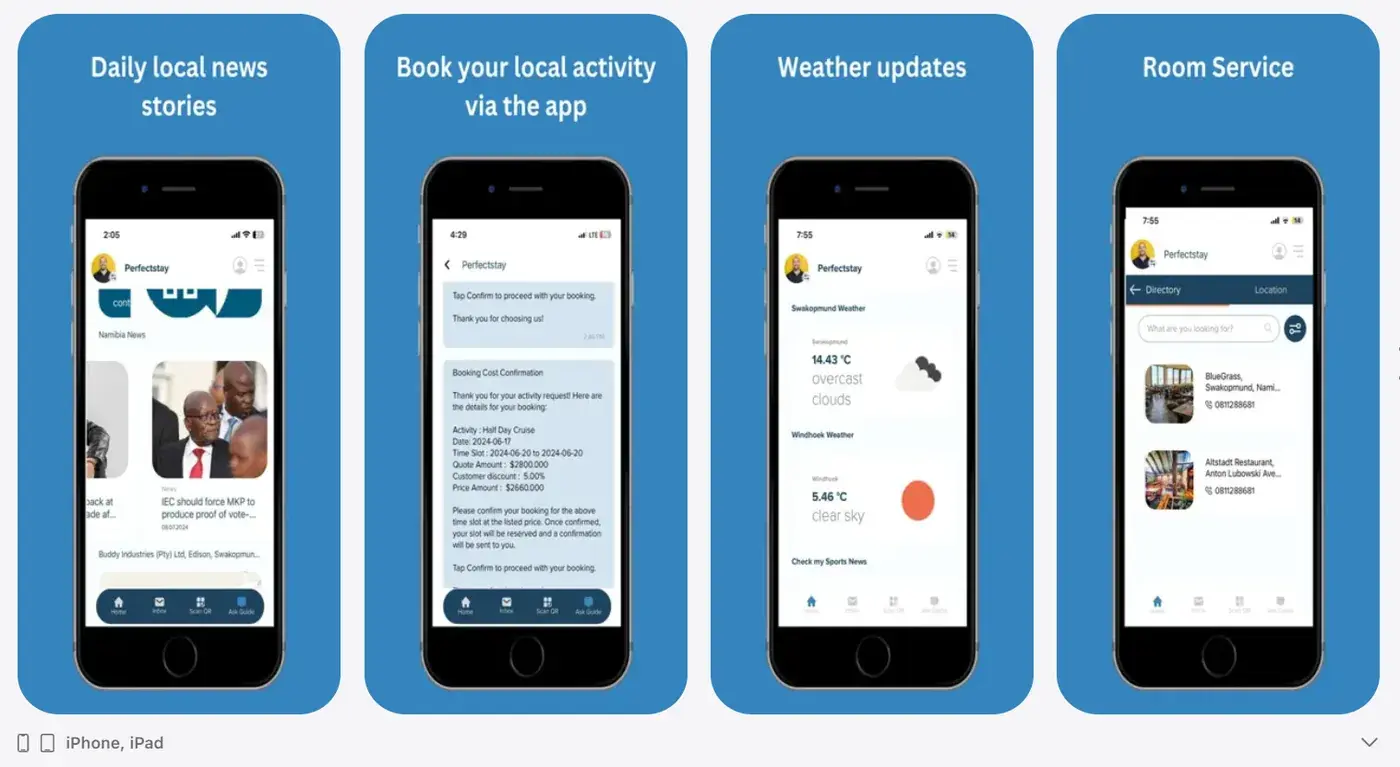 InfoStay app screenshots: Mobile App built by QubixCode